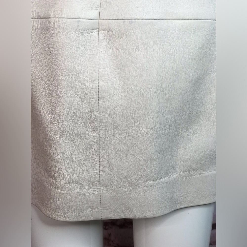 TRINA TURK Dalia Ivory Cream Lamb Leather Asymmetrical hem Dress Size 2 - Picture 9 of 16